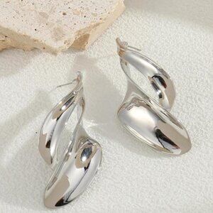 Chunky Silver Statement Earrings | Modern Minimalist Hoops | Lightweight